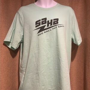 Light Sage Green Short Sleeve Tee with Bold Graphic
